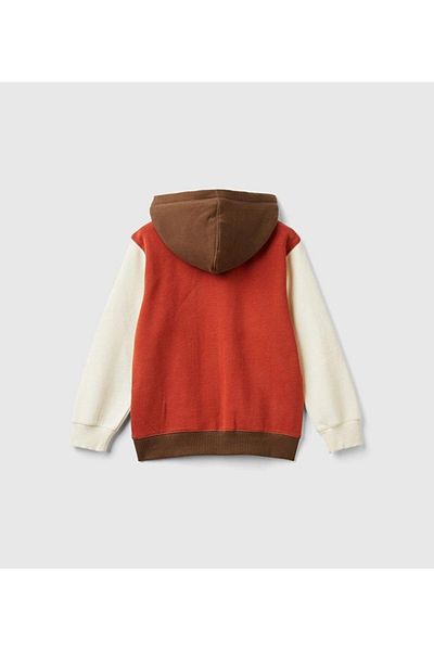 United Colors of Benetton Hanorac cu glugă cu fermoar și buzunar imprimat cu logo-ul pentru băiat