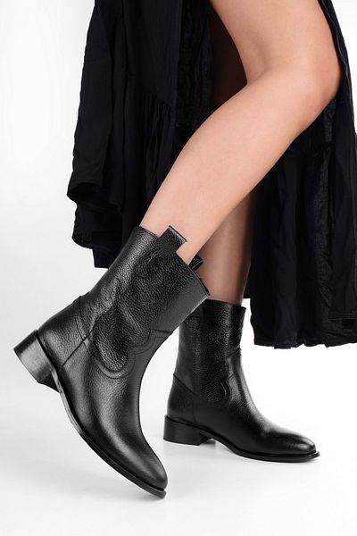 Shoeberry Γυναικείες μπότες από γνήσιο δέρμα Hide Black