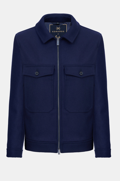 Edwards Erkek Lacivert Yün Cep Detaylı Mont