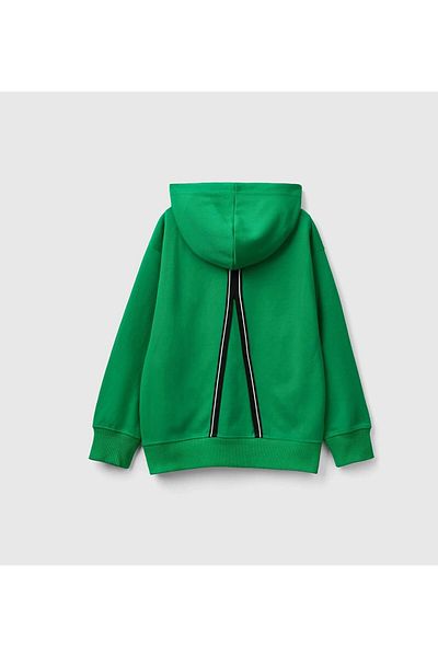 United Colors of Benetton Момчешки суитшърт с качулка и щампи в зелено
