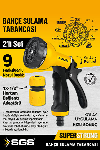 SGS SGS4256 9 Fonksiyonlu Bahçe Sulama Fıskiye Tabancası Seti