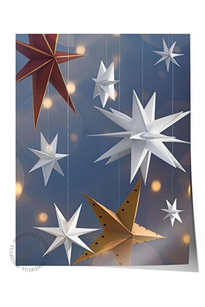 Postifull Poster de Anul Nou fără cadru, Decor de Anul Nou, Seria Comfort, Poster cu stele aliniate, NR:108662