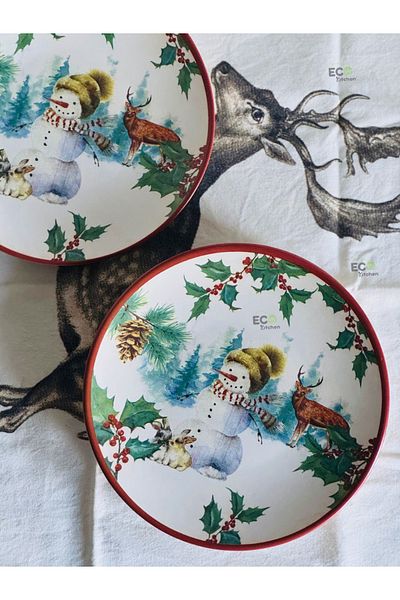 ECO KİTCHEN New Year's Special - 6-Piece Snowman Cake Plate
