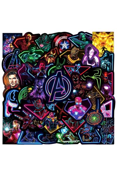 Choice 100PCS Neon Marvel 50/100Pcs Marvel SpiderMan Neon Light Stickers Pack Laptop Guitar Car Stationery
