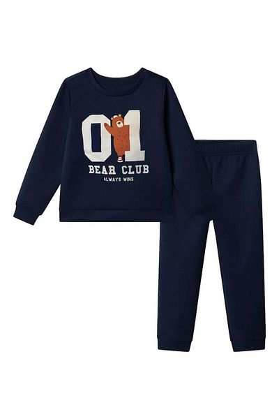 LUESS Set de sus și de jos cu imprimeu pentru băieți Bear Club (3-4 ani, 8-9 ani)
