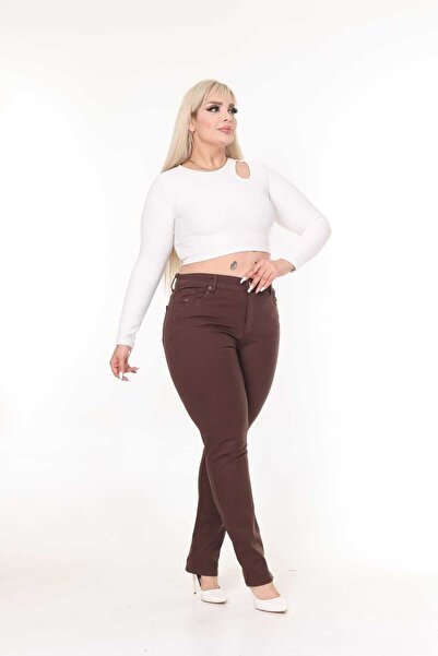 HaiModa Kadın Koton Pantolon Büyük Beden Boru Paça