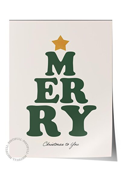 Postifull Çerçevesiz Yılbaşı Posteri, Yılbaşı Dekoru, Comfort Serisi, Merry P...