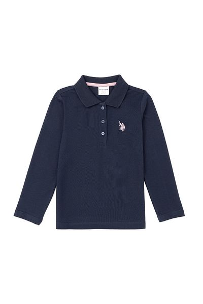 U.S. Polo Assn. Hanorac de bază cu gât polo bleumarin pentru fete