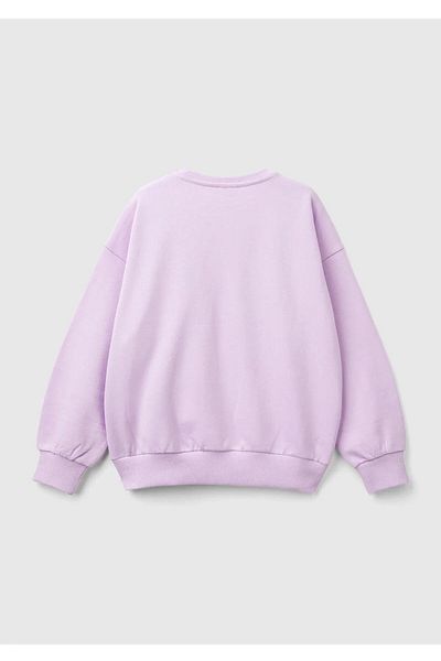 United Colors of Benetton Lilac Crew Neck Sequin Sweatshirt - Girl