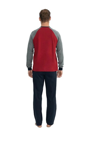 U.S. Polo Assn. US POLO LİSANSLI BİSİKLET YAKA %100 PAMUK UZUN KOLLU ERKEK PİJAMA TAKIM