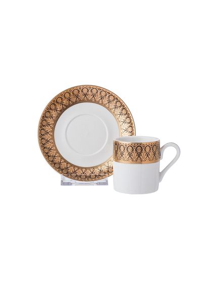 Dania Turkish coffee set for 6 peopl pure white porcelain with golden engraving