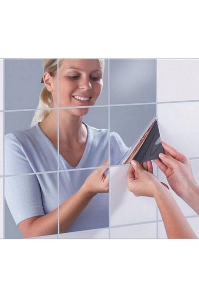 MEVAFA Adhesive Decorative Foil Mirror Square (9 Pieces) Makeup Mirror