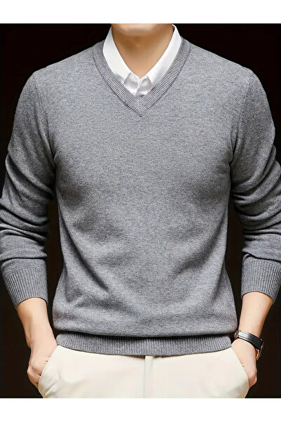 NO4 TEKSTURIRANI V-IZREZ CASUAL FIT MUŠKI DŽEMPER