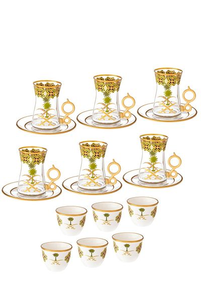 Byblos 18 Piece Turkish Coffee And Tea Set Decor Seven And Palm Trees