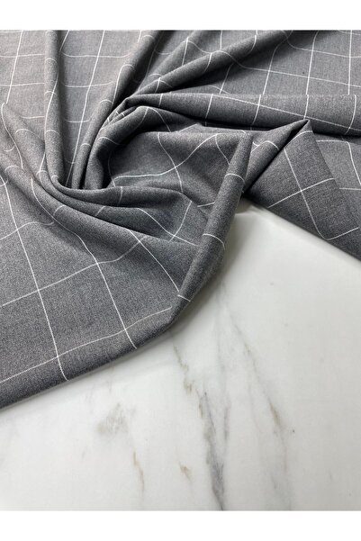 ipekkumaş Füme Kareli Elbiselik Pantolonluk Poliviskon Kumaş Ürünümüz Adet Ol...