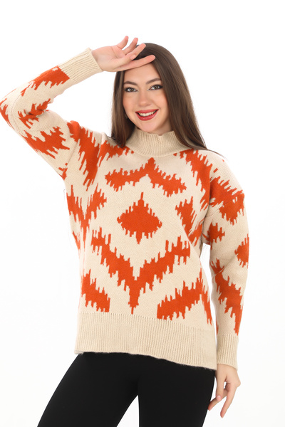 dignus Oversize Knitted Detailed Turtleneck Soft Knitwear Sweater