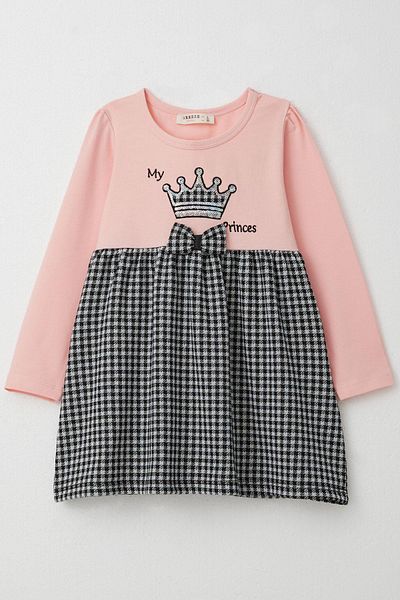 Breeze 2-6 Years Girl's Pink Long Sleeve Dress - Embroidered Bow Detail