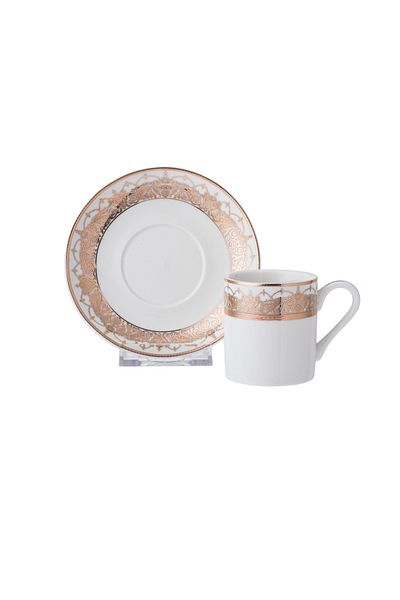 Dania Turkish coffee set for 6 peopl pure white porcelain with golden engraving