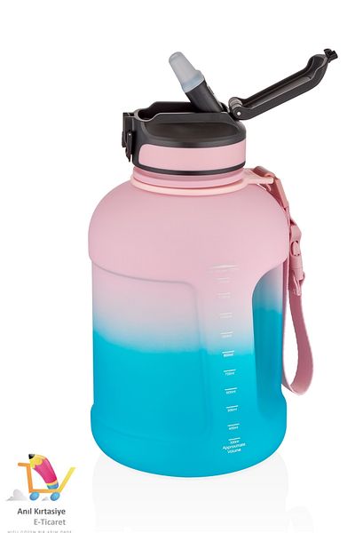 Uzspace 1700 ml Pipetli Large Size Motivational Water Bottle - Double Color