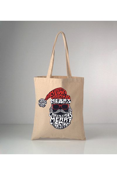 GİFTORA Santa Claus New Year Christmas Printed Raw Cloth Shoulder Bag