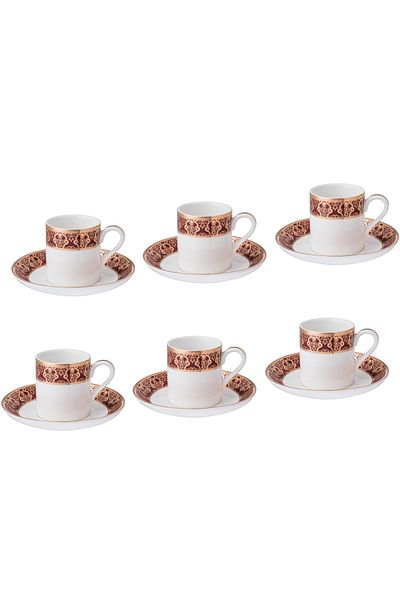 Dania Turkish coffee set for 6 peopl pure white porcelain with golden engraving