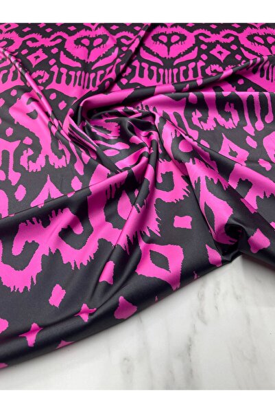 ipekkumaş Țesătură din satin Tivil pentru rochii și cămăși cu model fuchsia I...