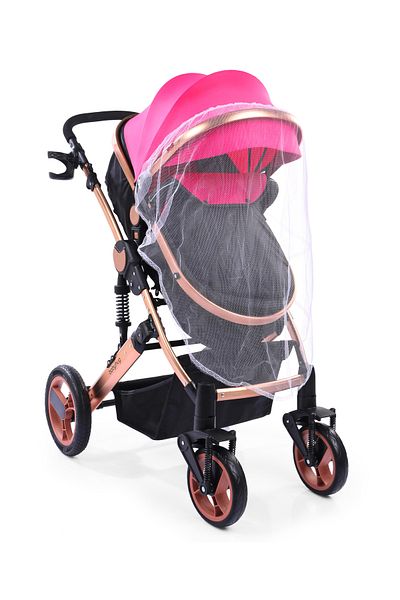 Babyhug Majestic Bebek Arabası ve Portbebe، Gölgelikli، Pembe، Saklama Sepeti، Koltuk، 5Pt Emniyet Kemeri
