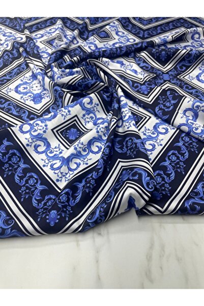 ipekkumaş قميص مطرز باللون الأزرق من قماش الساتان تيفيل يباع بالقطعة 1 قطعة 1...