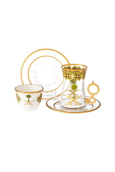 Byblos 18 Piece Turkish Coffee And Tea Set Decor Seven And Palm Trees