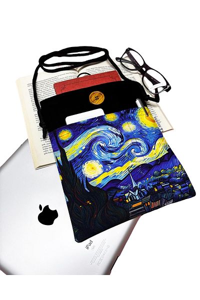 Smyrna Hanging Book Tablet Ebook Bag Case Night Black