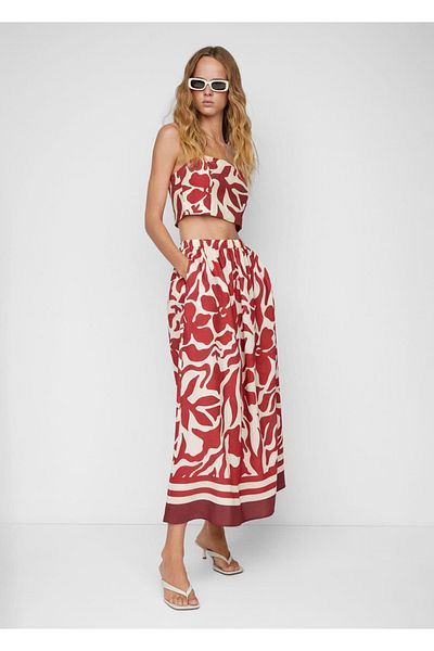 MANGO Woman Bluză decupată cu model