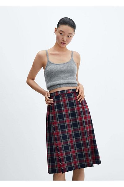 MANGO Woman Large pleated midi skirt