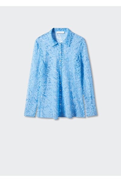 MANGO Woman Kuşaklı güpür gömlek