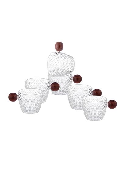 Dania A set of wooden coffee cups with a wooden handle, 6 pieces