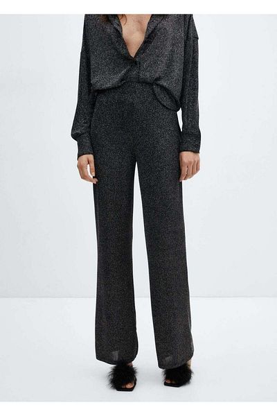MANGO Woman High Waisted Glitter Trousers