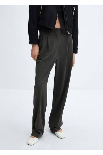 MANGO Woman Wide Leg Collar Trousers