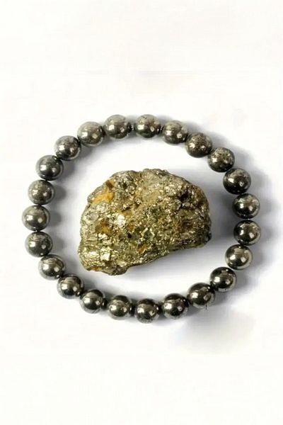 NBS Beautiful Naturel Stones Pyrite Natural Stone Bracelet 8 mm