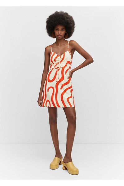 MANGO Woman Kleid aus Leinenmischung mit Blumenmuster