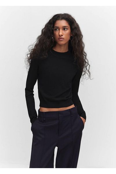 MANGO Woman Thin woven sweater with zipper