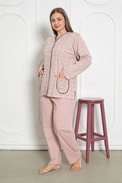 SEBOTEKS 100% Cotton Long Sleeve Button-Down Plus Size Women's Pajamas Set 206