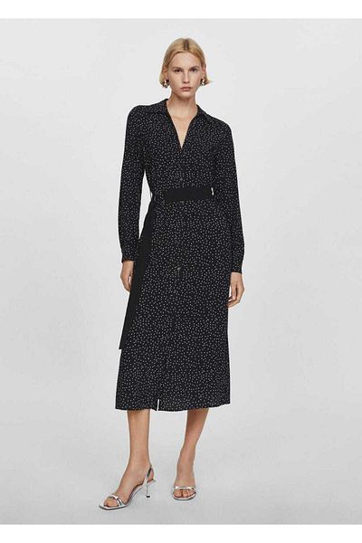 MANGO Woman Polka dot shirt dress