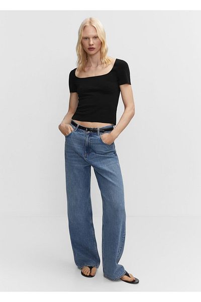 MANGO Woman Square low-cut T-shirt