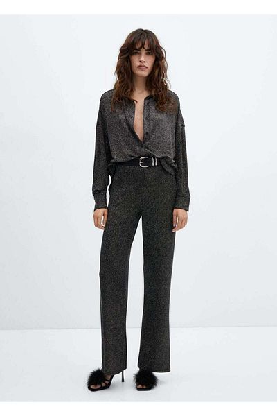 MANGO Woman High Waisted Glitter Trousers