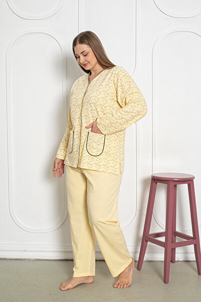 SEBOTEKS 100% Cotton Long Sleeve Button-Down Plus Size Women's Pajamas Set 206