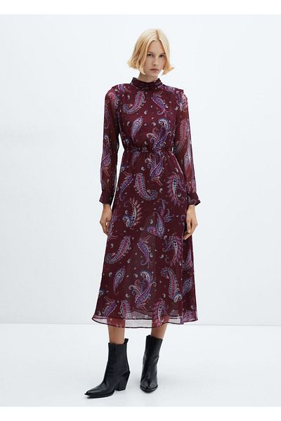 MANGO Woman Rochie cu model șal curgător