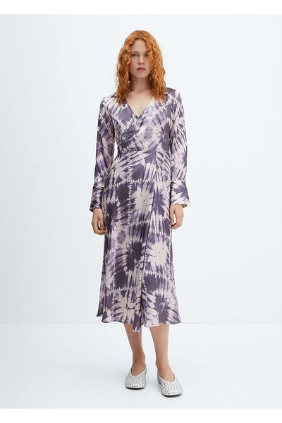 MANGO Woman Satin-Batikkleid