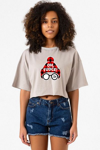 Tshirthane Oh Fudge Christmas Stone Color Women's Crop Hoodie