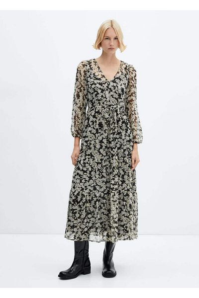 MANGO Woman Floral print midi dress