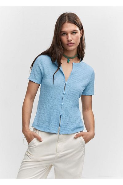 MANGO Woman T-Shirt mit geknöpfter Struktur