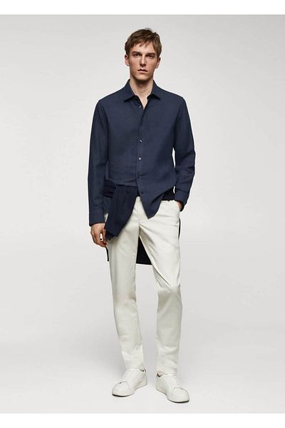 MANGO Man Twill Flannel Shirt